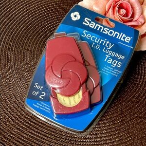 🖤NEW🔺Samsonite Security I.d. Luggage Tags - Set of 2 Travel Factory - Red color